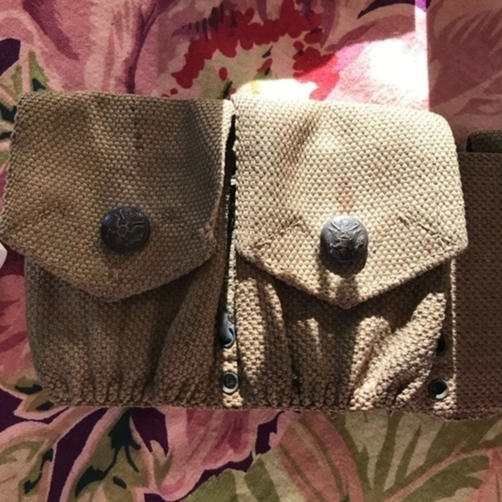 Pre WW 1 Ammo Belt 9 Pouch Lots of Markings Great Find
